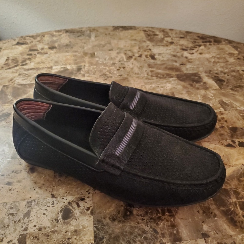 Stacy Adams sz 8.5 black Corby Moc Toe Saddle Slip On Casual Comfort Preppy